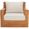 image:imageSAFAVIEH Outdoor Couture Collection Kauai Natural Solid Teak WoodBeige Cushion Patio Chair CPT1040ANaturalBeige
