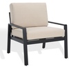image:imageSAFAVIEH Outdoor Couture Patio Furniture Guam Black Aluminum amp Beige Armchair with CushionsBlackBeige