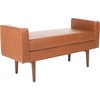 image:imageSafavieh Home Henri MidCentury Light Beige Linen 25inch BenchLight Brown  Walnut