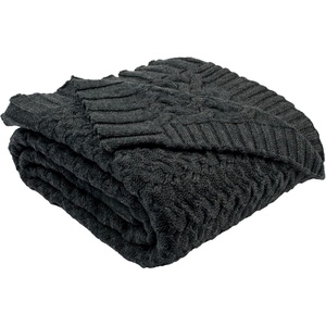 image:imageSAFAVIEH Affinity Knit Throw Blanket Dark Grey