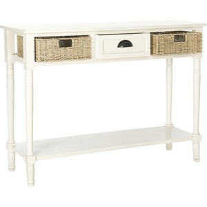 image:imageSAFAVIEH American Homes Collection Winifred Grey Wicker Console Table with StorageWhite