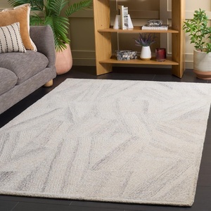 image:imageSAFAVIEH Area Rug 5x8  Abstract Collection  Beige amp Grey Handmade Wool amp Viscose Ideal for Living Room Bedroom Dining Space ABT344BBeigeGrey
