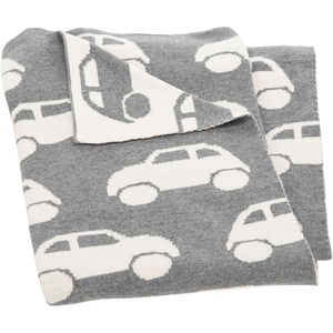 image:imageSAFAVIEH Baby Collection Herbie Car Grey and White 32 x 40 Cotton Throw Blanket