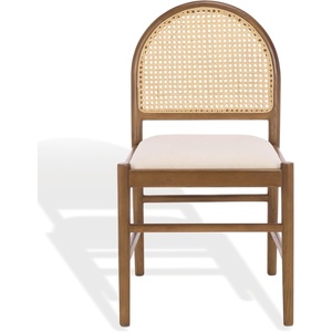 image:imageSAFAVIEH Couture  Laylie Dining Chair Set of 2  Medium Oak Solid Wood amp Cane Rattan Weave with White Cushion  Fully Assembled  Ideal for Dining Room Kitchen 18 Seat Height SFV1607FSET2