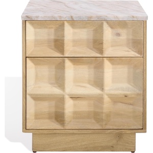 image:imageSAFAVIEH Couture Collection  Paxter Walnut amp White Marble Top 2Drawer Nightstand Modern Storage Bedside Table Fully Assembled SFV9758ANaturalWhite