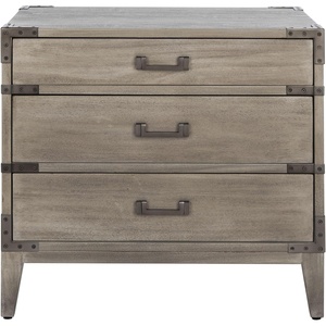 image:imageSAFAVIEH Couture Home Collection Nisha Light Brown 3Drawer Wood Nightstand Table Fully AssembledLight Grey