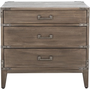 image:imageSAFAVIEH Couture Home Collection Nisha Light Brown 3Drawer Wood Nightstand Table Fully AssembledNatural
