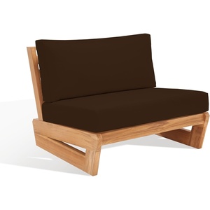 image:imageSAFAVIEH Couture Outdoor Collection Julianne NaturalBrown Teak Solid Wood Patio ChairNaturalDark Brown