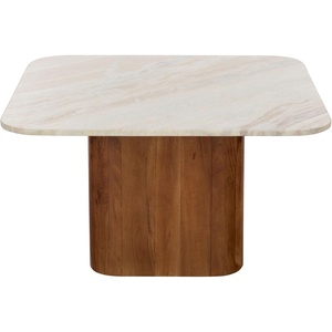 image:imageSAFAVIEH Furniture  Alessio Coffee Table  Brown amp White Marble Top with Solid Wood Base Modern Living Room Accent Table 315 W x 315 D x 18 H COF2903ABrownWhiteBrown