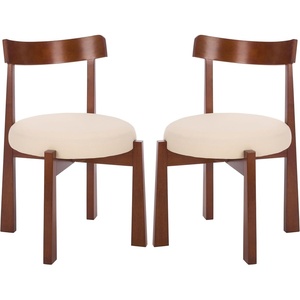 image:imageSAFAVIEH Furniture  Anselm Dining Chair Set of 2  Grey amp Black Solid Wood  Modern Upholstered Chair  Fully Assembled  Ideal for Dining Room Kitchen 19 Seat Height DCH8810BSET2WhiteWalnut