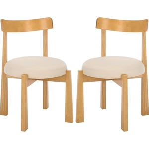 image:imageSAFAVIEH Furniture  Anselm Dining Chair Set of 2  Grey amp Black Solid Wood  Modern Upholstered Chair  Fully Assembled  Ideal for Dining Room Kitchen 19 Seat Height DCH8810BSET2WhiteLight Blonde