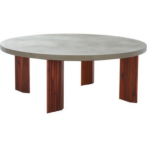 image:imageSAFAVIEH Home Collection  Basilio Coffee Table Black Round Top with Solid Wood Legs COF3004CLight GreyNatural