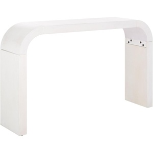 image:imageSAFAVIEH Home Collection  Liasonya Modern Natural Brown Waterfall Curved Console TableWhite Washed