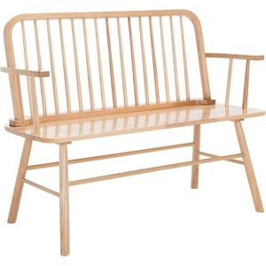 image:imageSAFAVIEH Home Collection  Lucilia Spindle Bench White Solid Wood Entryway or Dining Bench Windsor Style Seating BCH8501BNatural
