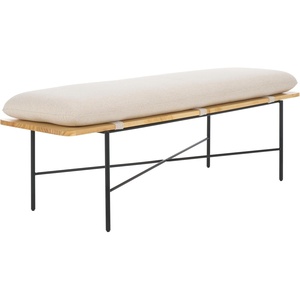 image:imageSAFAVIEH Home Collection Emric Cream Linen amp Black Solid Wood BenchCreamBlack