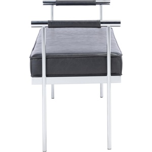 image:imageSAFAVIEH Home Collection PIM Shale VelvetChrome Long Rectangle Living Room Bedroom Entryway Foyer Office Hallway Upholstered Bench with ArmsBlack  Chrome
