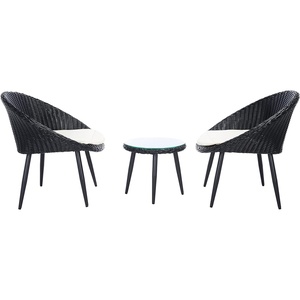 image:imageSAFAVIEH Outdoor Collection Merami Black RattanBeige Cushion 3Piece Patio Lounge Bistro Set PAT9017A