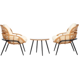 image:imageSAFAVIEH Outdoor Collection Mott NaturalBeige 3Piece Patio Set