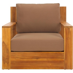 image:imageSAFAVIEH Outdoor Couture Collection Kauai Natural Solid Teak WoodBeige Cushion Patio Chair CPT1040ANaturalBrown