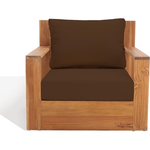 image:imageSAFAVIEH Outdoor Couture Collection Kauai Natural Solid Teak WoodBeige Cushion Patio Chair CPT1040ANaturalDark Brown
