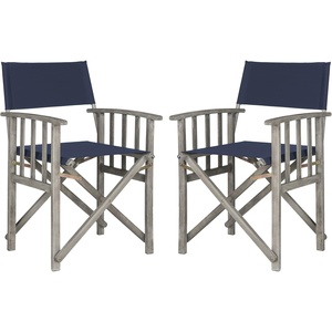 image:imageSAFAVIEH Outdoor Laguna Natural and Beige Director Chair Set of 2Grey  Navy