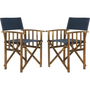 image:imageSAFAVIEH Outdoor Laguna Natural and Beige Director Chair Set of 2Natural  Navy