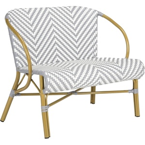 image:imageSAFAVIEH PAT4016A Outdoor Collection Dandra Navy and White Herringbone Rattan SetteeGrey  White