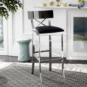 image:imageSafavieh American Homes Collection Zoey Black Stainless Steel Cross Back 39inch Bar StoolBlack