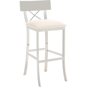 image:imageSafavieh American Homes Collection Zoey Black Stainless Steel Cross Back 39inch Bar StoolWhite
