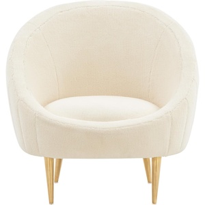 image:imageSafavieh Couture Home Razia Retro Glam Pale Taupe Velvet Channel Tufted Tub ChairIvory  Gold