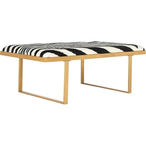 image:imageSafavieh Home Collection White and Gold Millie Zebra Loft BenchZebra  Gold