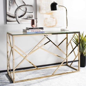 image:imageSafavieh Home Namiko Glam Tempered Glass and Brass Console Table