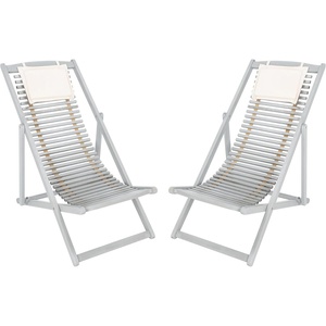 image:imageSafavieh Outdoor Collection Rendi Natural and Beige Relax Chair with PillowGrey  Beige
