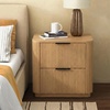 image:imageSAFAVIEH Couture Collection  Barrymore Greige Oak Reeded Wood 2 Drawer Nightstand Fully Assembled Modern Storage Accent with Black Metal Hardware SFV2225AGreige Oak