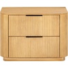 image:imageSAFAVIEH Couture Collection  Barrymore Greige Oak Reeded Wood 2 Drawer Nightstand Fully Assembled Modern Storage Accent with Black Metal Hardware SFV2225AGreige Oak