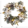 image:imageSAFAVIEH Home Collection  28 Faux Needle Pine Wreath with White Poinsettias amp Gold Accents FXP1034AGreenGold