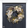 image:imageSAFAVIEH Home Collection  28 Faux Needle Pine Wreath with White Poinsettias amp Gold Accents FXP1034AGreenGold