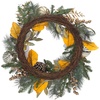 image:imageSAFAVIEH Home Collection  28 Faux Needle Pine Wreath with White Poinsettias amp Gold Accents FXP1034AGreenGold