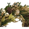 image:imageSAFAVIEH Home Collection  Luxe Gilded Pine Holiday Wreath with Gold Ornaments Ribbon amp Pinecones 34Inch Festive Decor FXP1097AMulticolor