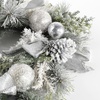 image:imageSAFAVIEH Home Collection 26inch Decorative Artificial Frosted Pine Wreath with Ornaments Fully Assembled
