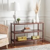 image:imageSAFAVIEH Home Collection Tudor Dark BrownGold 3Shelf Console Table Fully Assembled