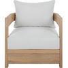 image:imageSAFAVIEH Outdoor Patio Furniture Collection  Kento Natural Wood Arm Chair Set of 2 with Taupe Cushions Wide amp Deep Comfortable Seating Modern Design PAT7097AOakIvory