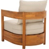 image:imageSAFAVIEH Outdoor Patio Furniture Collection  Kento Natural Wood Arm Chair Set of 2 with Taupe Cushions Wide amp Deep Comfortable Seating Modern Design PAT7097ANaturalTaupe