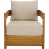 image:imageSAFAVIEH Outdoor Patio Furniture Collection  Kento Natural Wood Arm Chair Set of 2 with Taupe Cushions Wide amp Deep Comfortable Seating Modern Design PAT7097ANaturalTaupe