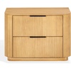 image:imageSAFAVIEH Couture Collection  Barrymore Greige Oak Reeded Wood 2 Drawer Nightstand Fully Assembled Modern Storage Accent with Black Metal Hardware SFV2225AGreige Oak