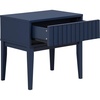 image:imageSAFAVIEH Home Collection  Fidia Navy Blue 1 Drawer Nightstand Modern Bedside Table with Slatted Drawer Front and Tapered Legs NST9619CNavy Blue