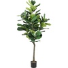 image:imageSAFAVIEH Home Collection Faux Artificial Fiddle Leaf Fig GreenBlack 50inch Tall Potted Tree
