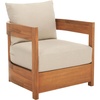 image:imageSAFAVIEH Outdoor Patio Furniture Collection  Kento Natural Wood Arm Chair Set of 2 with Taupe Cushions Wide amp Deep Comfortable Seating Modern Design PAT7097ANaturalTaupe
