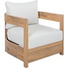 image:imageSAFAVIEH Outdoor Patio Furniture Collection  Kento Natural Wood Arm Chair Set of 2 with Taupe Cushions Wide amp Deep Comfortable Seating Modern Design PAT7097AOakIvory