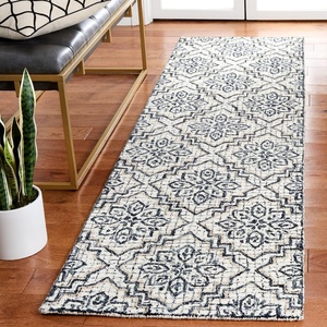 image:imageSAFAVIEH Abstract Collection Accent Rug  2 x 3 Blue amp Grey Handmade Wool Ideal for High Traffic Areas in Entryway Living Room Bedroom ABT201AIvoryNavy